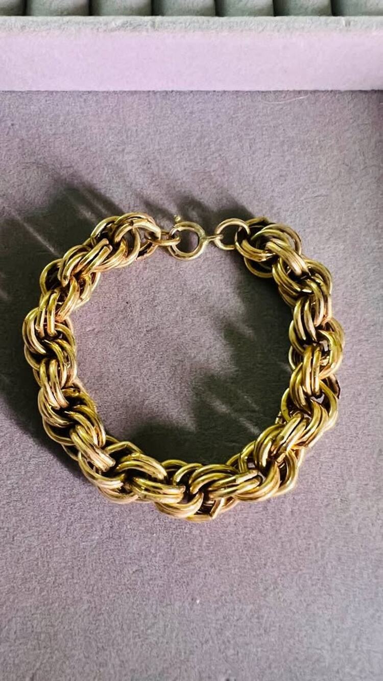 Vintage Gold-Tone Chunky Rope Link Bracelet